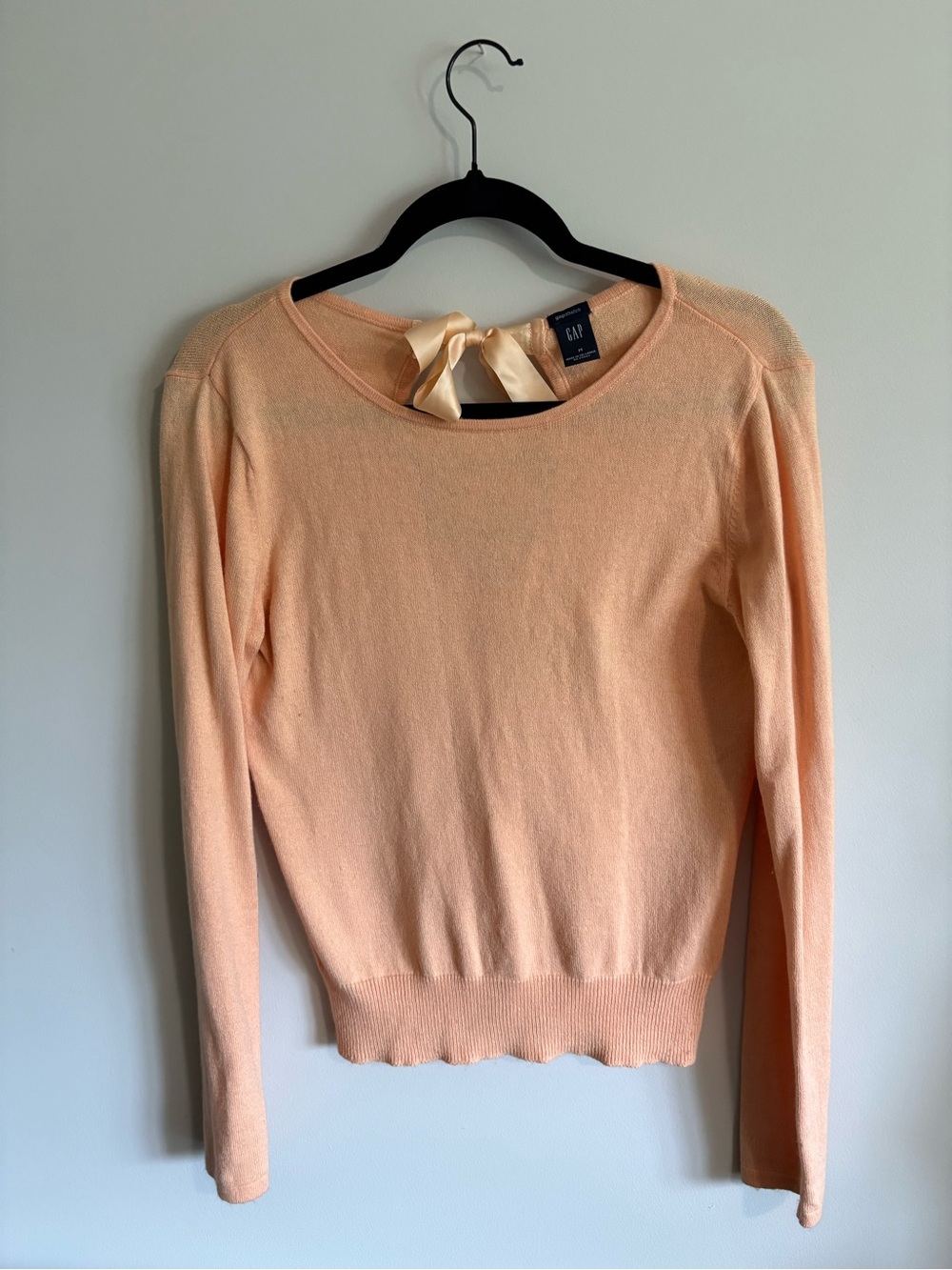 GAP Peach Crewneck Sweater with Back Ribbon